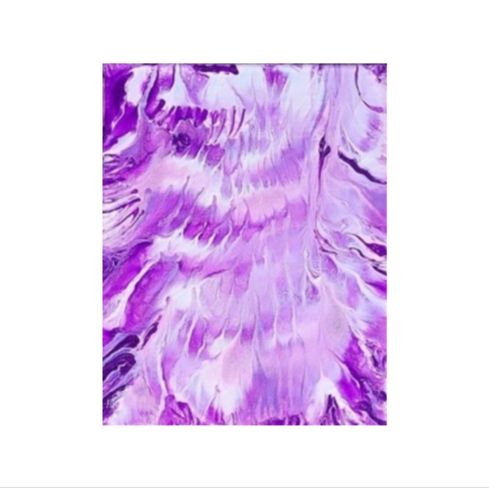 Hand Crafted Purple and White Abstract Design 8×10 Inches Canvas Painting - Picture 2 of 4
